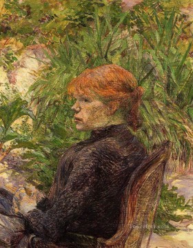  BOSQUE Arte - Mujer pelirroja sentada en el jardín del bosque m 1889 Toulouse Lautrec Henri de